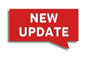 New Update red 3d realistic paper speech bubble isolated on white background