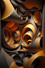 Abstract background wavy shapes futuristic banner. Glowing waves background. Black gold yellow orange