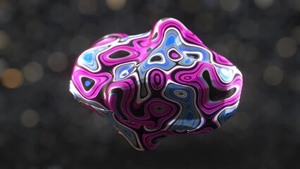 Dynamic liquid holographic rainbow metal form, abstract voronoi shining surface, 3d shape object on a blurred bokeh background. - Powered by Adobe