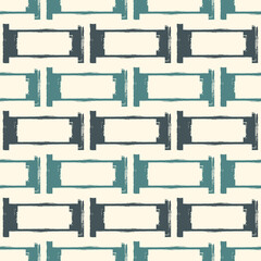 Brick wall motif handdrawn geometric print. Paint brush strokes seamless pattern. Freehand grunge design background. Modern urban ornament