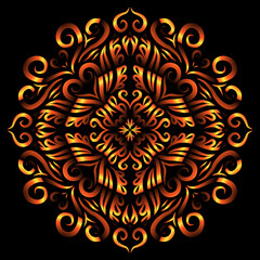 Beautiful colourful gradient flowers line art of traditional abstract symbol batik dayak ornament design template elements
