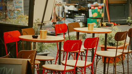 Tables of an Italian restaurant in the street