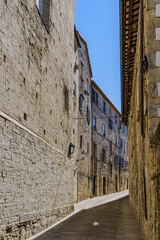 An old atmospheric city with narrow and cramped quiet streets and stairs