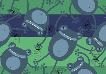 Obraz premium Cartoon animals seamless funny frogs pattern for wrapping paper and kids clothes print and fabrics and linens