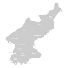 North Korea political map of administrative divisions