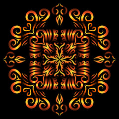 Beautiful colourful gradient flowers line art of traditional abstract symbol batik dayak ornament design template elements
