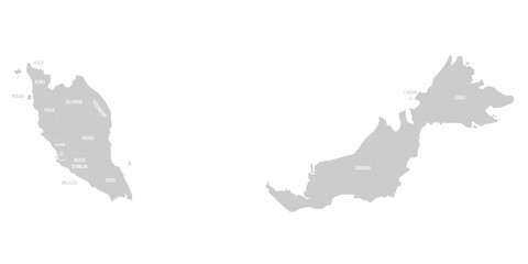 Malaysia political map of administrative divisions