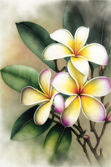 Obraz na płótnie Canvas Flor de mayo, Lei flower, Plumeria frangipani, beautiful flower
