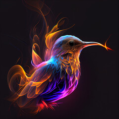 Obraz premium Lightning humminbird coated in fire generative ai