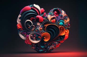 Heart with swirls of color