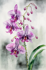 Orchids flower color illustration