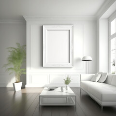 Fototapeta na wymiar Frame mockup in modern home interior background