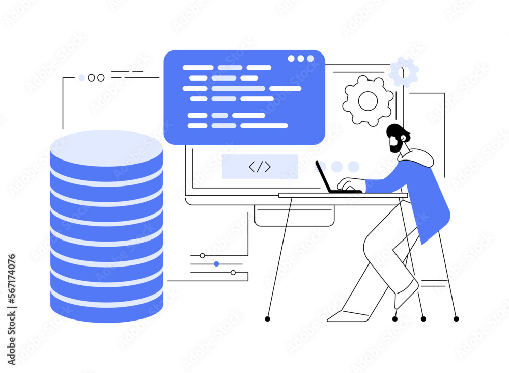 Poster big data programming abstract concept vector illustration.