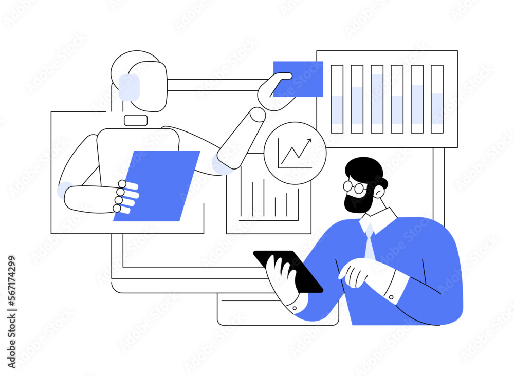 Aufkleber robotic process automation abstract concept vector illustration.