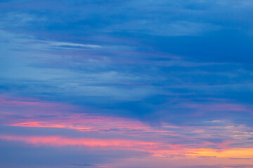 Bright contrast sky with clouds in the morning  at sunrise