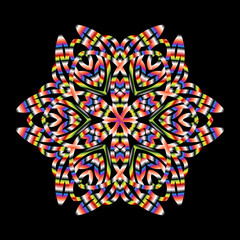 Beautiful colourful gradient flowers line art of traditional abstract symbol batik dayak ornament design template elements
