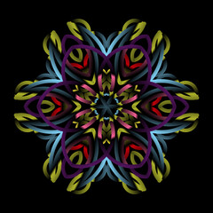 Beautiful colourful gradient flowers line art of traditional abstract symbol batik dayak ornament design template elements
