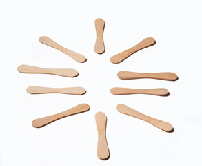 Ice cream sticks on white background