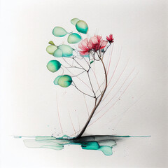 Flowers grenn pink. generative ai