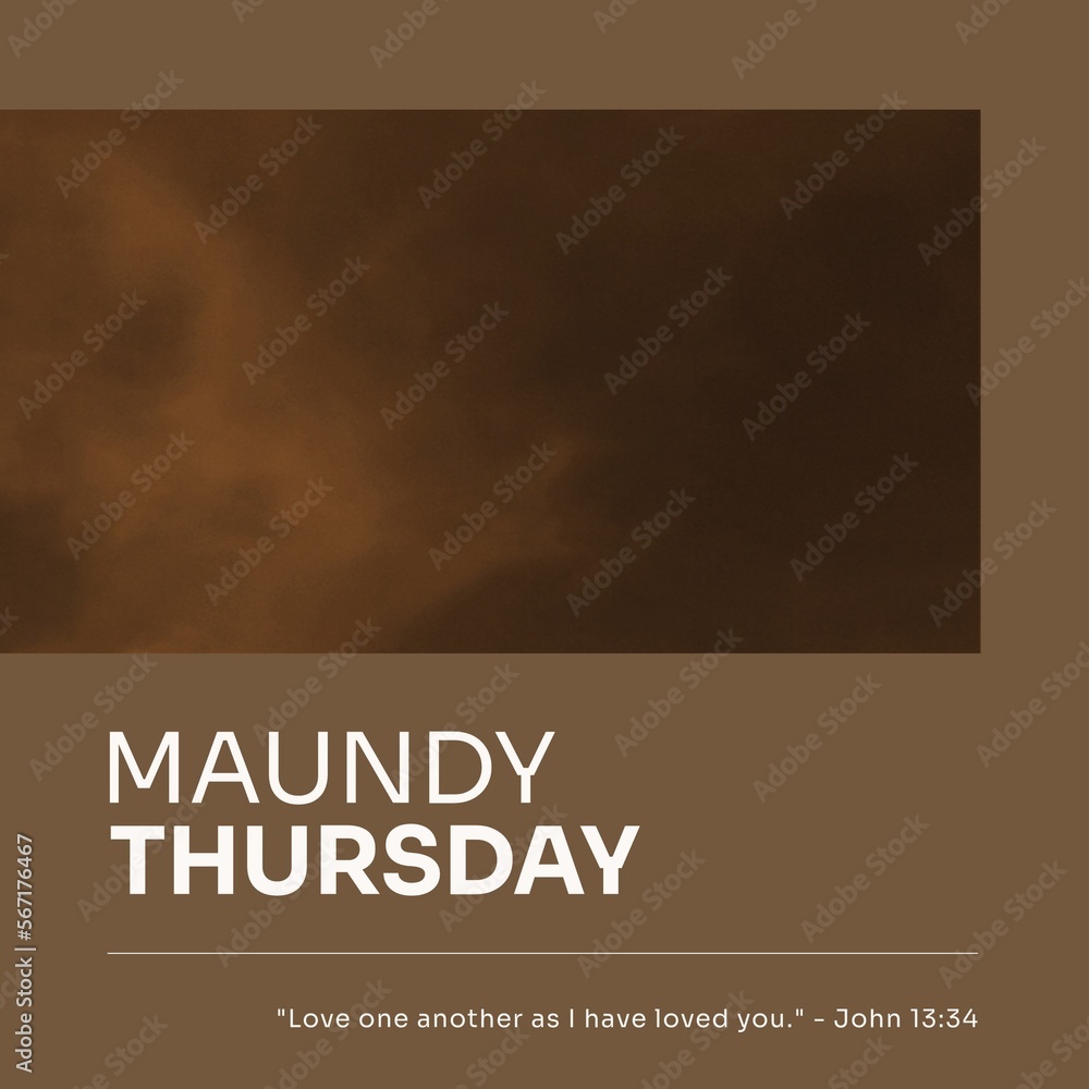 Wall mural composition of maundy thursday text and copy space on brown background - Wall murals