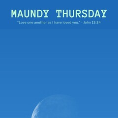Obraz premium Composition of maundy thursday text and copy space with globe on blue background
