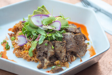 Chimichurri meal served