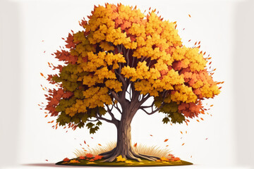 Isolated autumn maple tree. Generative AI