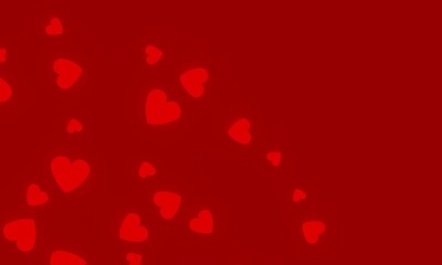 Red hearts of various sizes on pure red background. 3D illustration. 3D CG. 3D illustration.