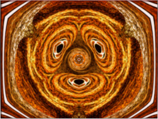 Abstract, 3d Multiple Shapes and Shades of Brown, and Cream, within a Border 