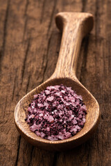 Fine crystals of hibiscus salt in the spoon