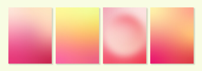 Obraz premium Set of vector gradient backgrounds in coral, pink and yellow colors. For brochures, booklets, posters, wallpapers, branding, social media and other trendy projects. For web and print.