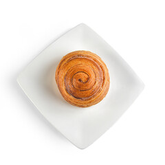 Cinnamon roll. Different from Spanish version. American ones has cinnamon flake and being sweeter with sugar topping. There are photo and vector versions for design idea. A traditional breakfast in US