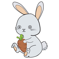  cute Cat holding a carrot cartoon sticker
