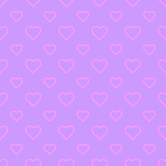 Cute seamless pattern of hearts  Pink vector hearts on a Purple background Wallpaper for wrapping paper Background. Vector illustration Textile Fabric design Pattern with hearts Celebration Heart Love