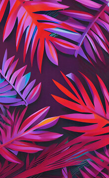 Background with leaves, Colorful illustration, Pattern