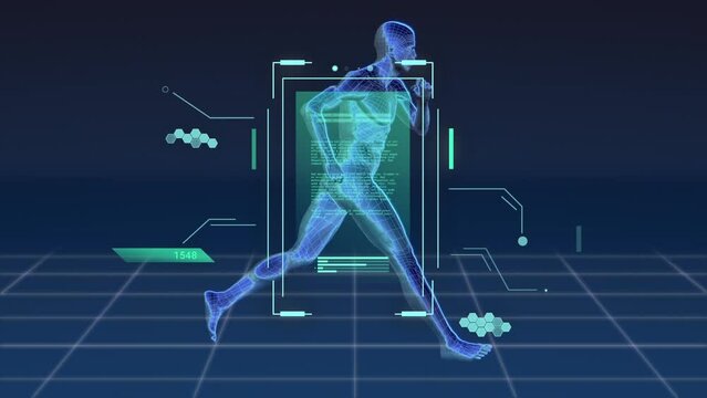 Animation of data processing over man running