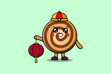 Cute cartoon Cookies chinese character in vector icon illustration