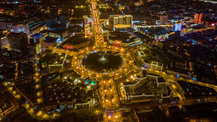 Urban landscape at night during the Spring Festival in Changchun, China