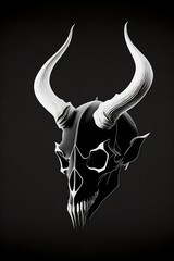 Fototapeta premium Demon skull with horns, Generative AI