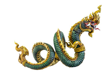 King of naga, naka  Thailand dragon or serpent king on white background