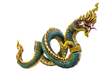 King of naga, naka  Thailand dragon or serpent king on white background