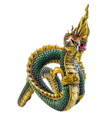 King of naga, naka  Thailand dragon or serpent king on white background