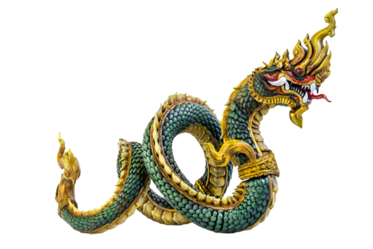 King of naga, naka  Thailand dragon or serpent king on white background