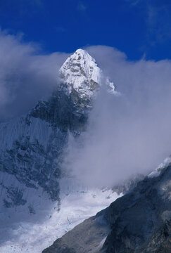 Snowy mountain peak.