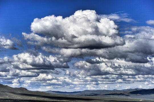 Clouds float across the Ruby Mountains in Nevada.