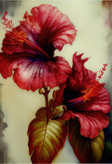 Hibiscus water color illustration