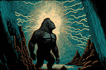 ancient gorilla surreal painting (generative AI)