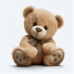 Cute teddy bear with red heart, generative ai