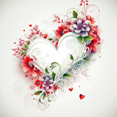 heart with flowers and valentines day heart and flowers magical white