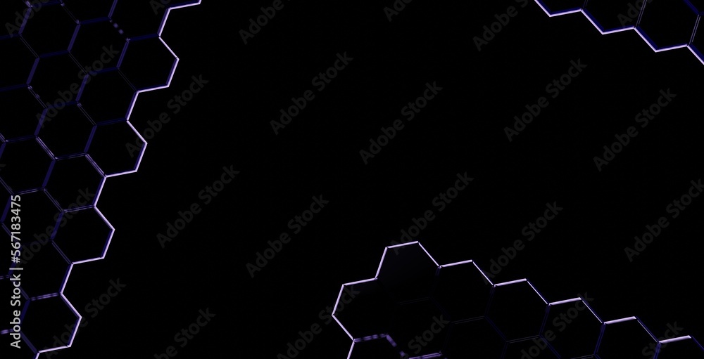 Poster hexagonal red neon gaming background textures in dark mode. dark gaming background suitable for your